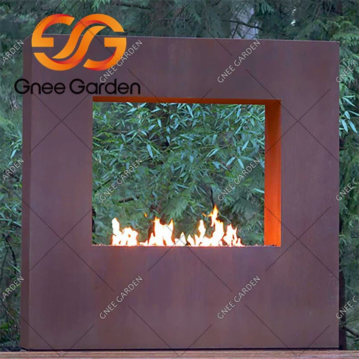 Corten Steel free standing outdoor fireplace(1)
