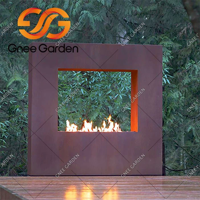 Corten Çelik Ayaklı Açık Şömine