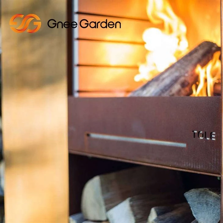 Outside Garden Fireplace With Storage