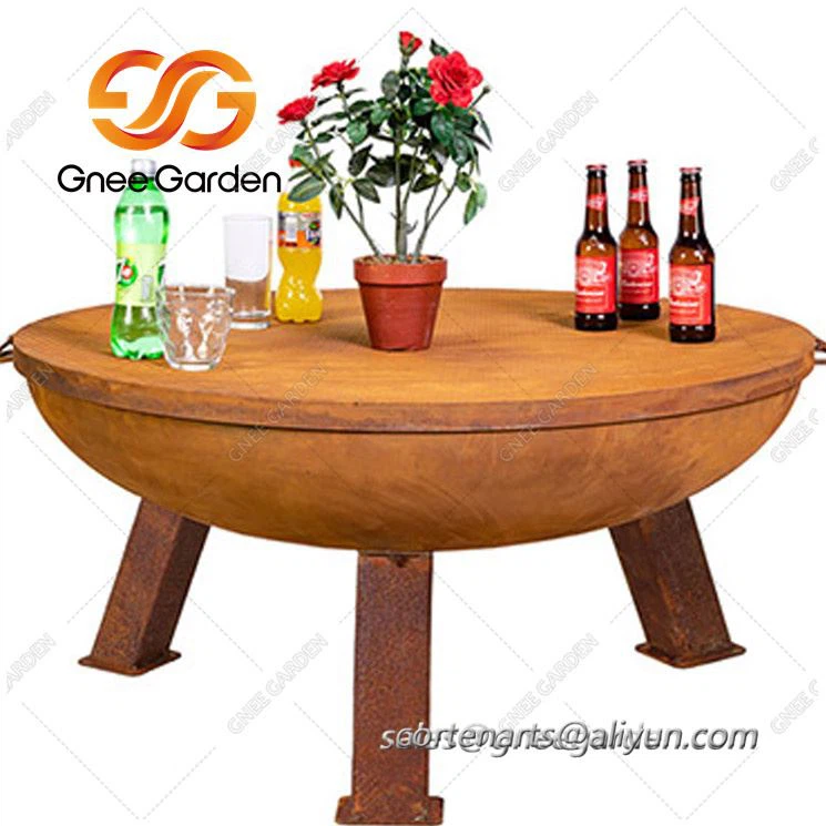 Kamp İçin Corten Çelik Taşınabilir Ahşap Ateş Çukuru