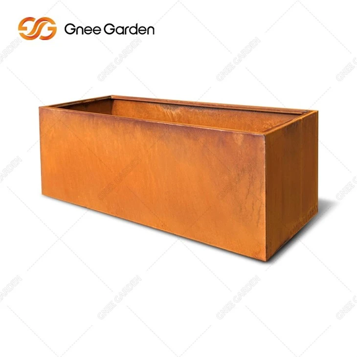 Corten Steel Round Rectangular Flower Pots Planters Home Decoration