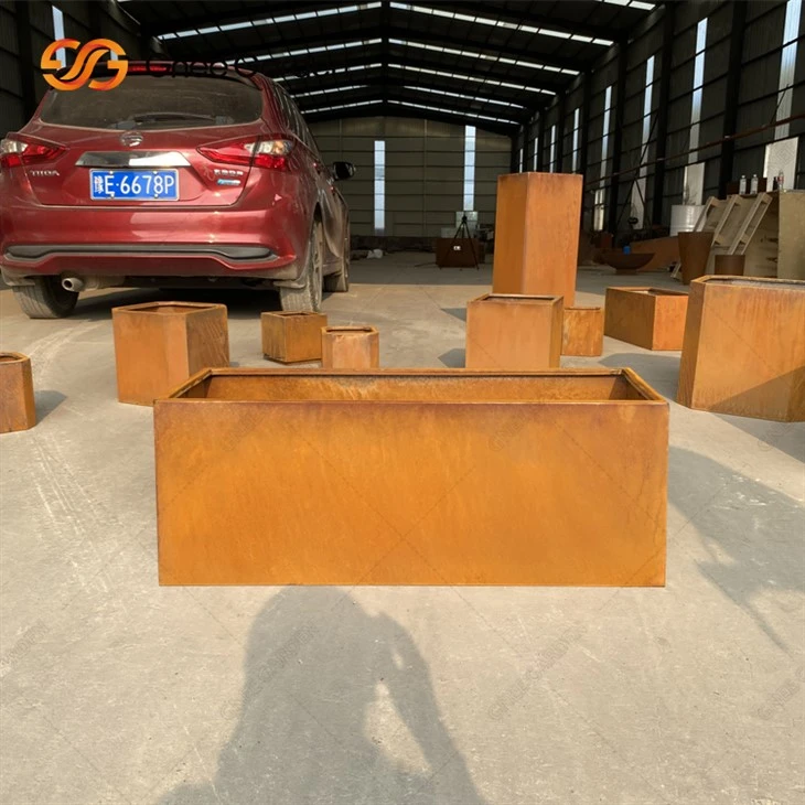 Corten Çelik Yuvarlak Dikdörtgen Saksılar Yetiştiricilerinin Ev Dekorasyonu