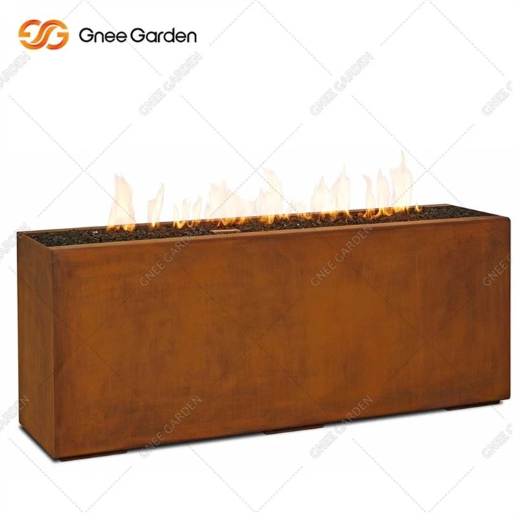 Customized Rusty Color Corten Steel Gas Fire Pit