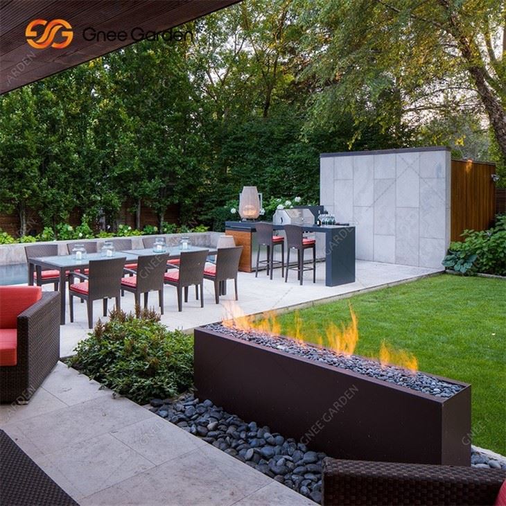 Customized Rusty Color Corten Steel Gas Fire Pit