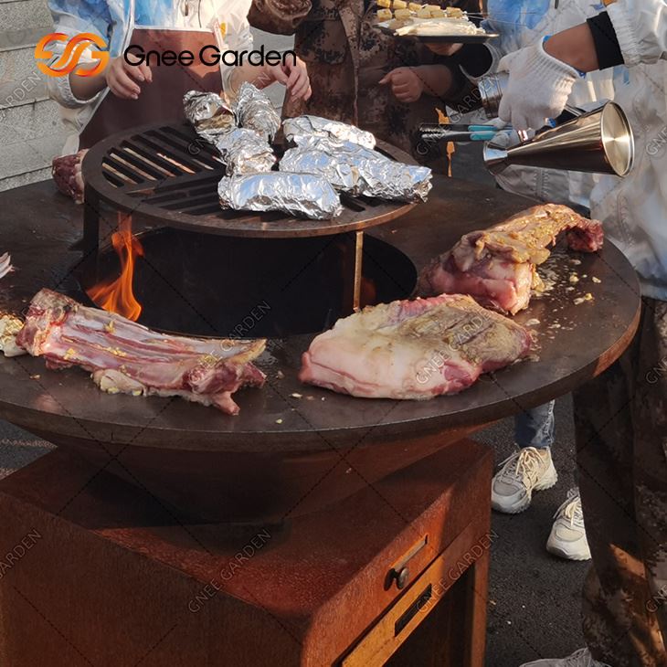 Açık Küçük Dekoratif Corten Çelik Dökme Demir Barbekü Ateş Çukurları