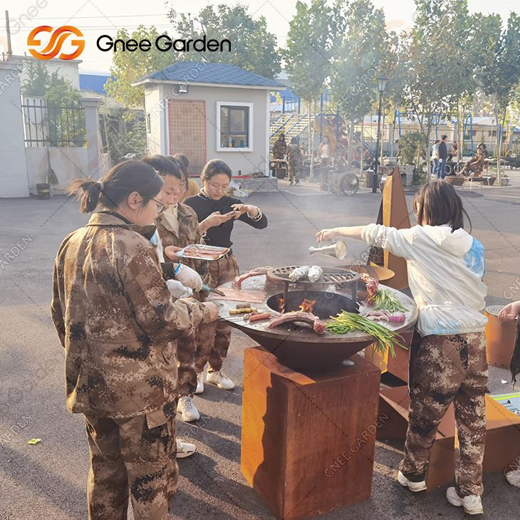 Taşınabilir Toptan Açık Ahşap Kamp Ateş Çukuru Barbekü Izgara