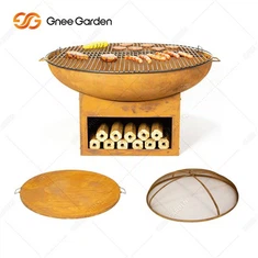 Corten Çelik Şömine Izgara Sigara İçen Barbekü