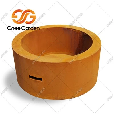 Corten Çelik Yuvarlak Dış Mekan Gazlı Ateş Çukuru