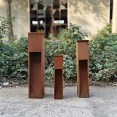 Corten Steel Rust Dış Mekan Baba Bahçe Lambası