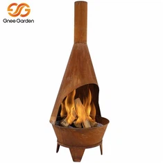 Bahçe Corten Çelik Odunluk Şömine