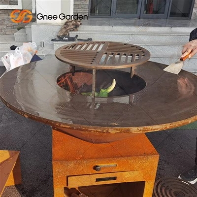 Dış Kamp Pişirme Ocağı Ateş Çukuru Paslı Corten Çelik Barbekü Izgara