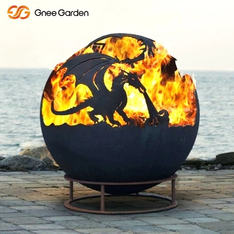 Corten Steel Outdoor Fire Pit Spheres