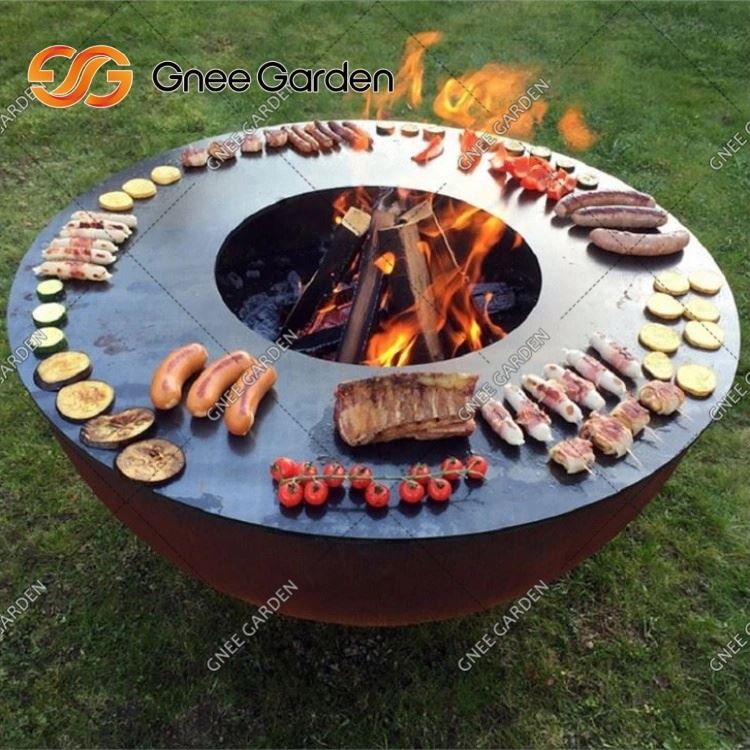 Açık havada yemek pişirmek için Corten Çelik Barbekü Izgarası