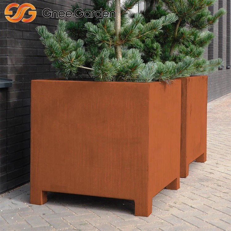 Corten Steel cube planter Corten Steel cube planter