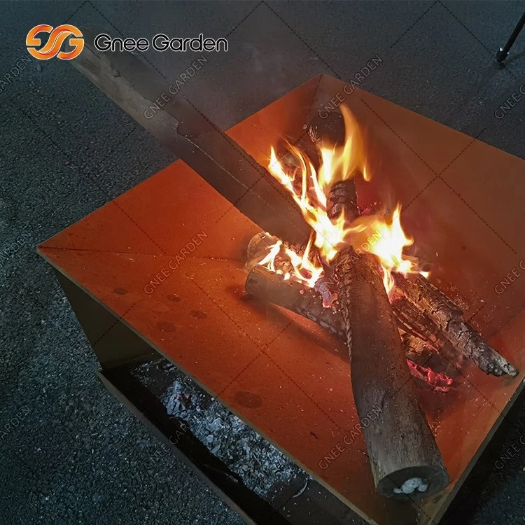 Portable Outdoor Square Fire Basin Corten Steel Portable Outdoor Square Fire Basin Corten Steel
