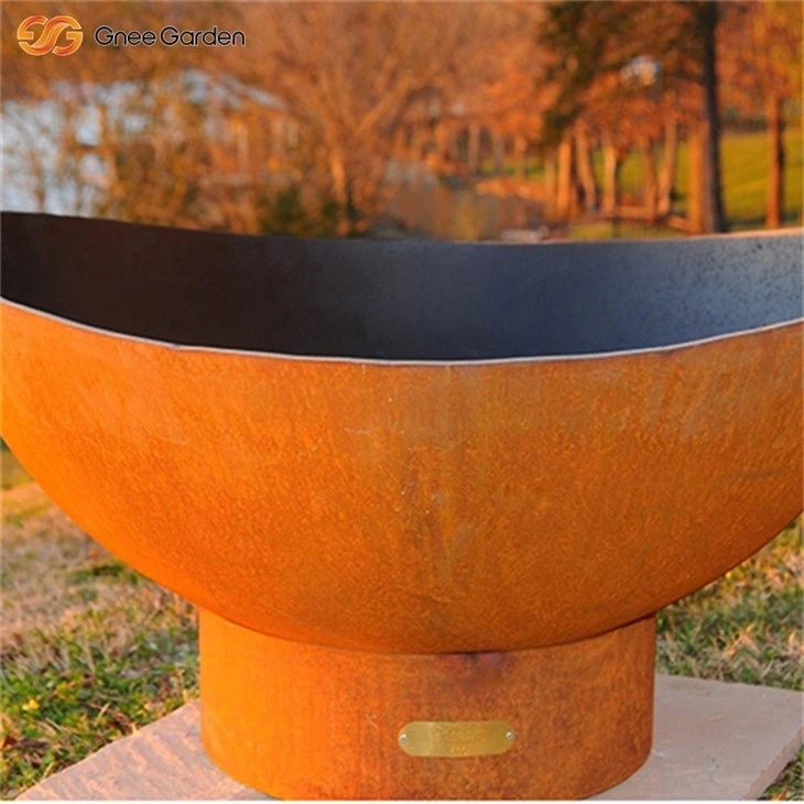 Weathering Steel Scallop Fire Pit Rust Look