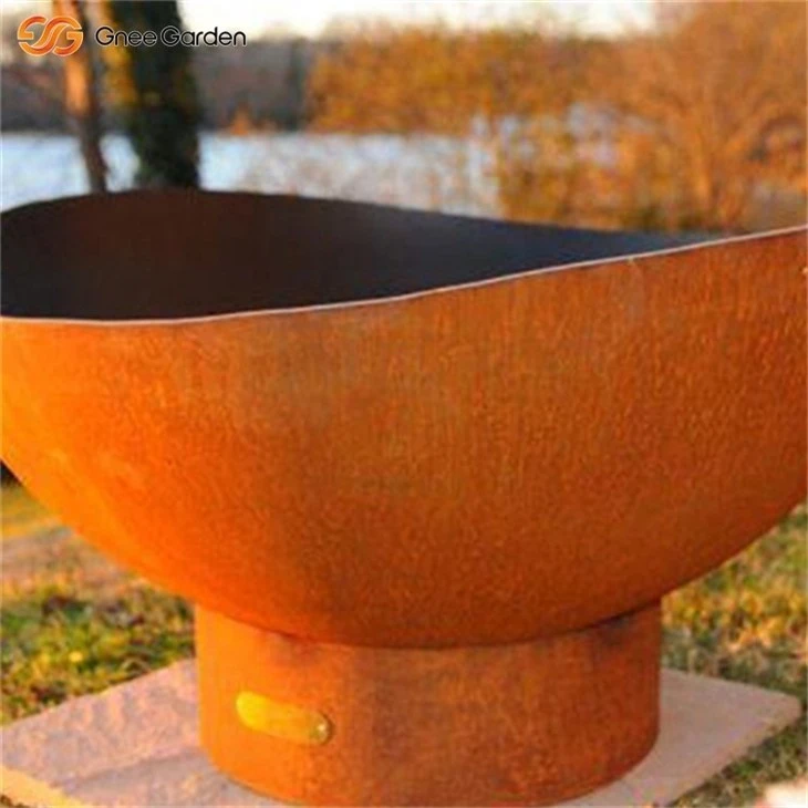 Corten Steel Scallop Fire Pit Rust Look