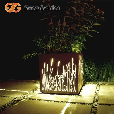 Cube Corten Çelik Bahçe Çiçekleri